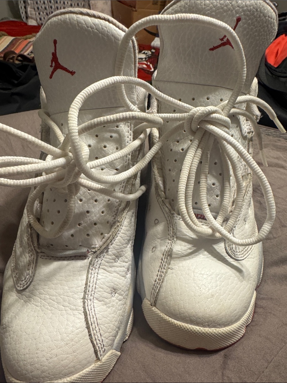Jordan Kids Basketball Shoes White and Red